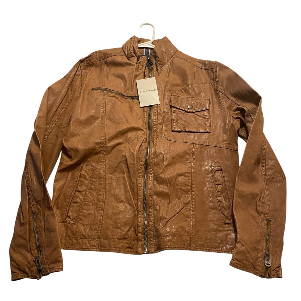 Cole Haan Moto Leather Jacket 🤎 NWT — Women’s Small, NWT, $50